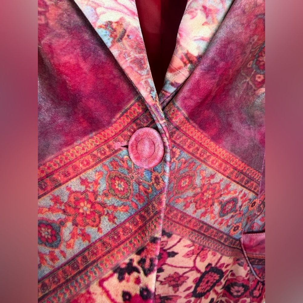 Bold Red and Pink Paisley Blazer - Picture 4 of 7